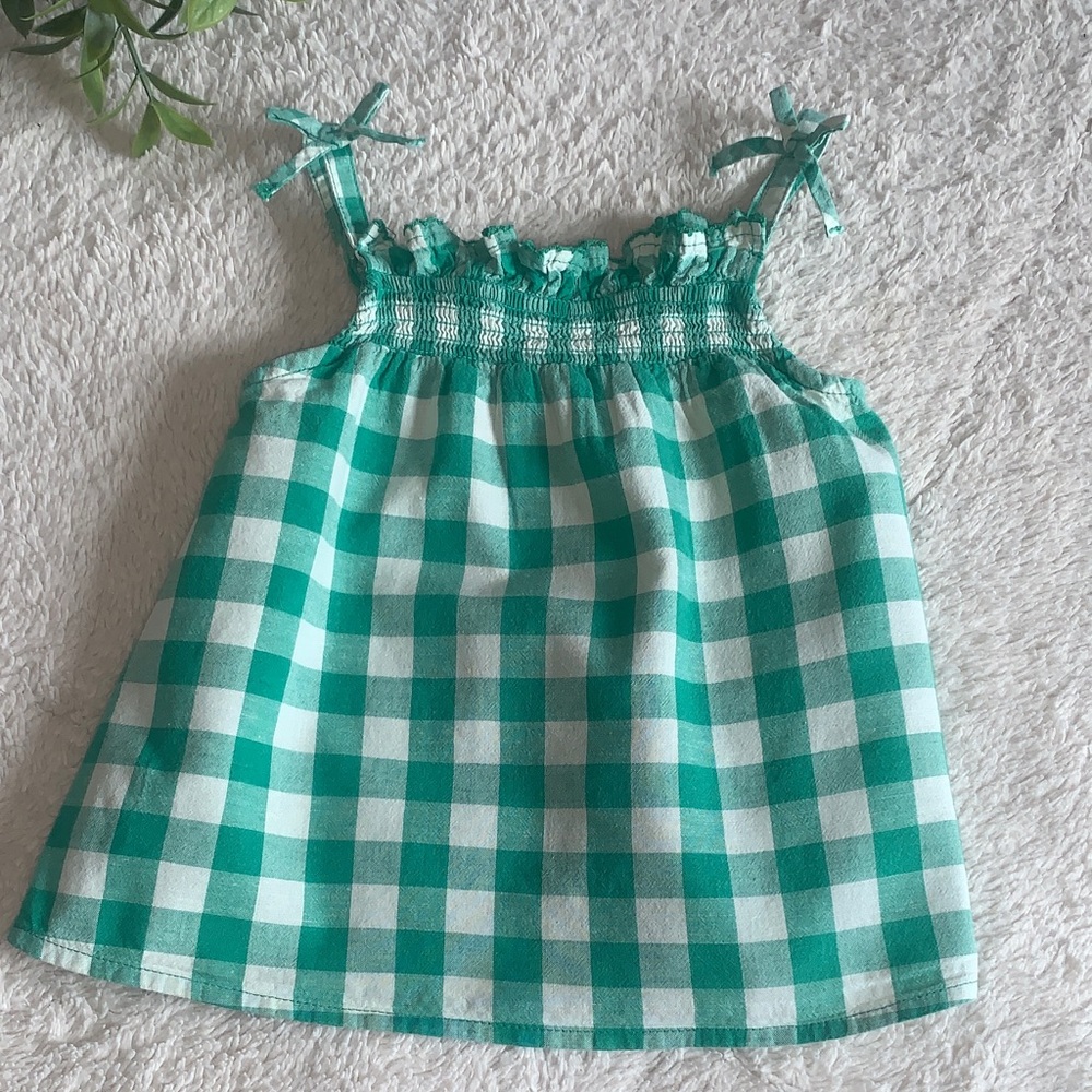 Zara Green & White Checkered Top 18-24M Baby Girl